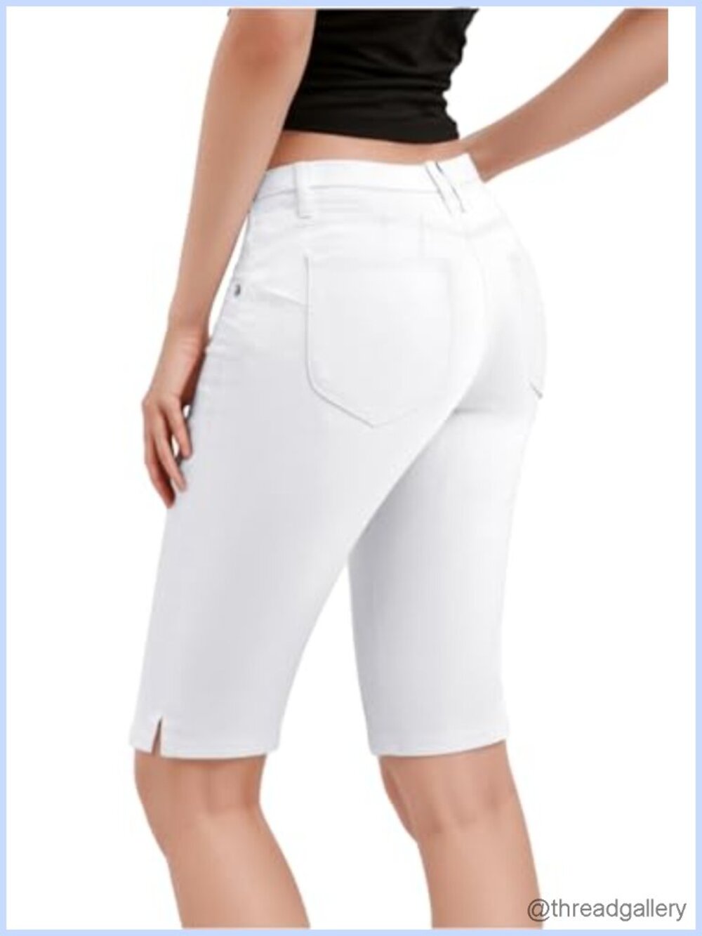 Women's Stretch Bermuda Shorts Knee Length Butt Lift Casual Summer